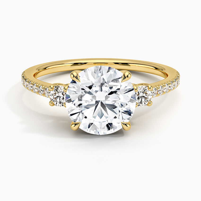 Lyra Three Stone Diamond Ring (1/4 ct. tw.) - Round Center Stone