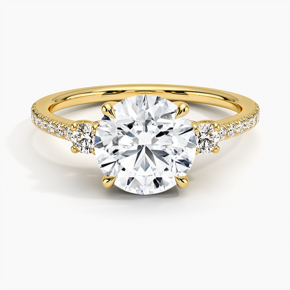 Lyra Three Stone Diamond Ring (1/4 ct. tw.) - Round Center Stone