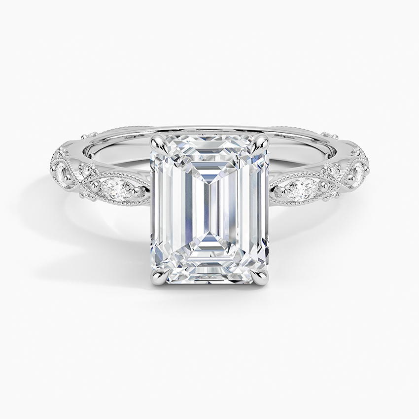 Celestia Milgrain Diamond Ring (1/4 ct. tw.) - Emerald Cut Center Stone