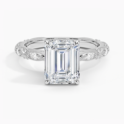Celestia Milgrain Diamond Ring (1/4 ct. tw.) - Emerald Cut Center Stone