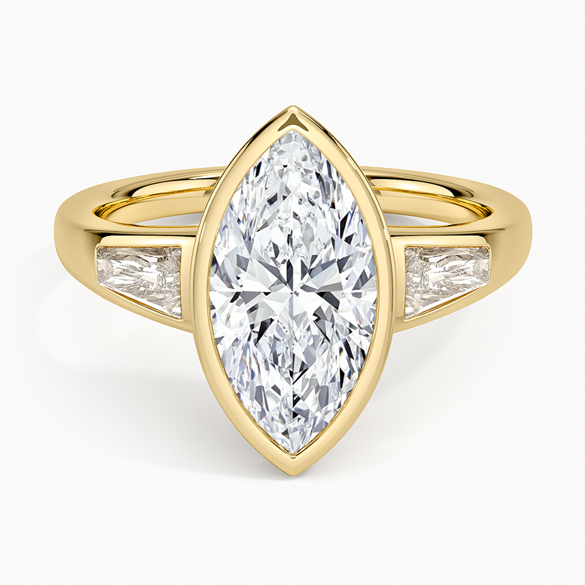 Hayes Three Stone Baguette Diamond Ring (1/2 ct. tw.) - Marquise Cut Center Stone