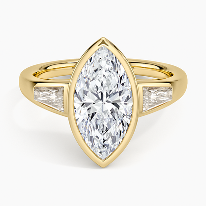 Hayes Three Stone Baguette Diamond Ring (1/2 ct. tw.) - Marquise Cut Center Stone