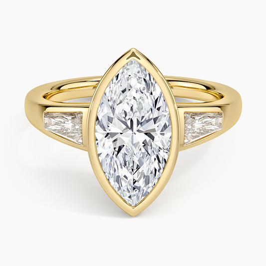 Hayes Three Stone Baguette Diamond Ring (1/2 ct. tw.) - Marquise Cut Center Stone