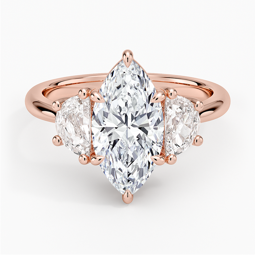 Half Moon Three Stone Diamond Ring (1/2 ct. tw.) - Marquise Center Stone
