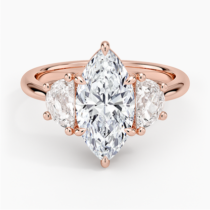 Half Moon Three Stone Diamond Ring (1/2 ct. tw.) - Marquise Center Stone