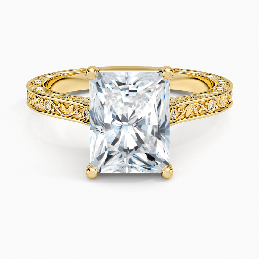 Grove Perfect Fit Engraved Diamond Ring (1/10 ct. tw.) - Radiant Cut Center Stone