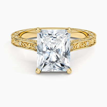 Grove Perfect Fit Engraved Diamond Ring (1/10 ct. tw.) - Radiant Cut Center Stone