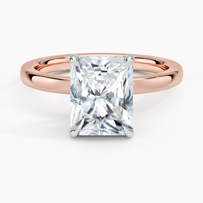 Platinum Mixed Metal Audrey 2mm Diamond Ring - Radiant Cut Center Stone