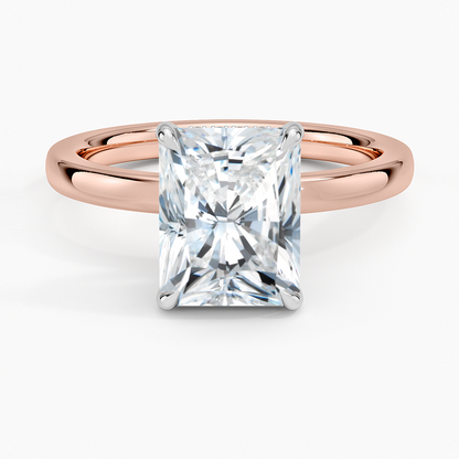 Platinum Mixed Metal Audrey 2mm Diamond Ring - Radiant Cut Center Stone