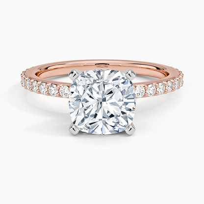 Petite Shared Prong Three-Quarter Coverage Diamond Ring (1/3 ct. tw.) - Cushion Cut Center Stone
