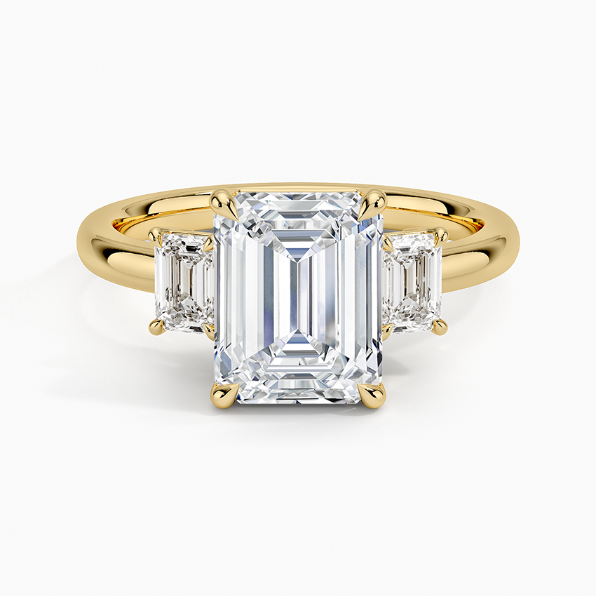 Rhiannon Emerald Cut Three Stone Diamond Ring (1/2 ct. tw.) - Emerald Cut Center Stone