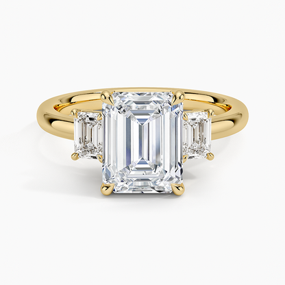 Rhiannon Emerald Cut Three Stone Diamond Ring (1/2 ct. tw.) - Emerald Cut Center Stone