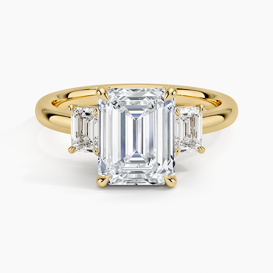 Rhiannon Emerald Cut Three Stone Diamond Ring (1/2 ct. tw.) - Emerald Cut Center Stone