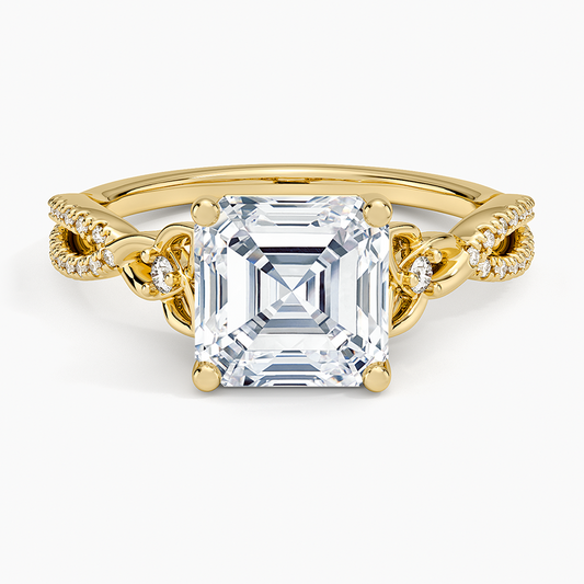 Luxe Celtic Love Knot Diamond Ring - Asscher Cut Center Stone