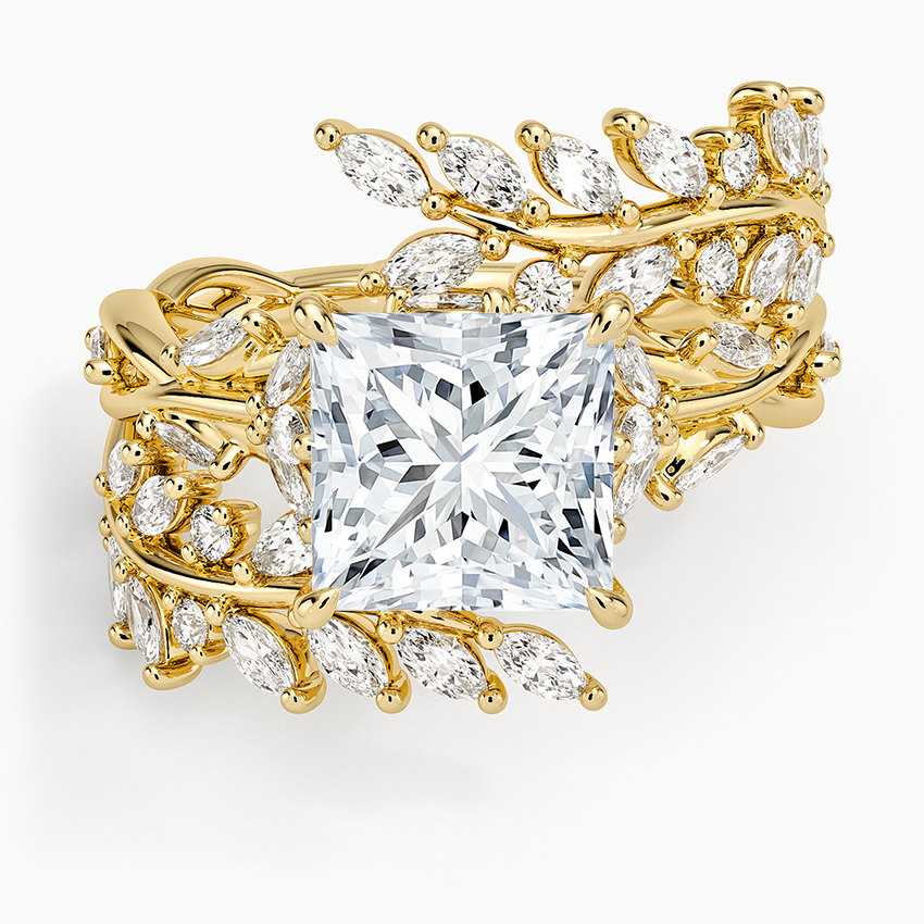 Secret Garden Wrap Diamond Ring - Princess Cut Center Stone