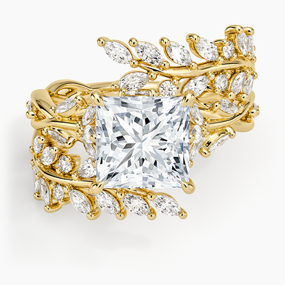 Secret Garden Wrap Diamond Ring - Princess Cut Center Stone
