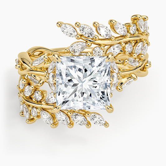 Secret Garden Wrap Diamond Ring - Princess Cut Center Stone
