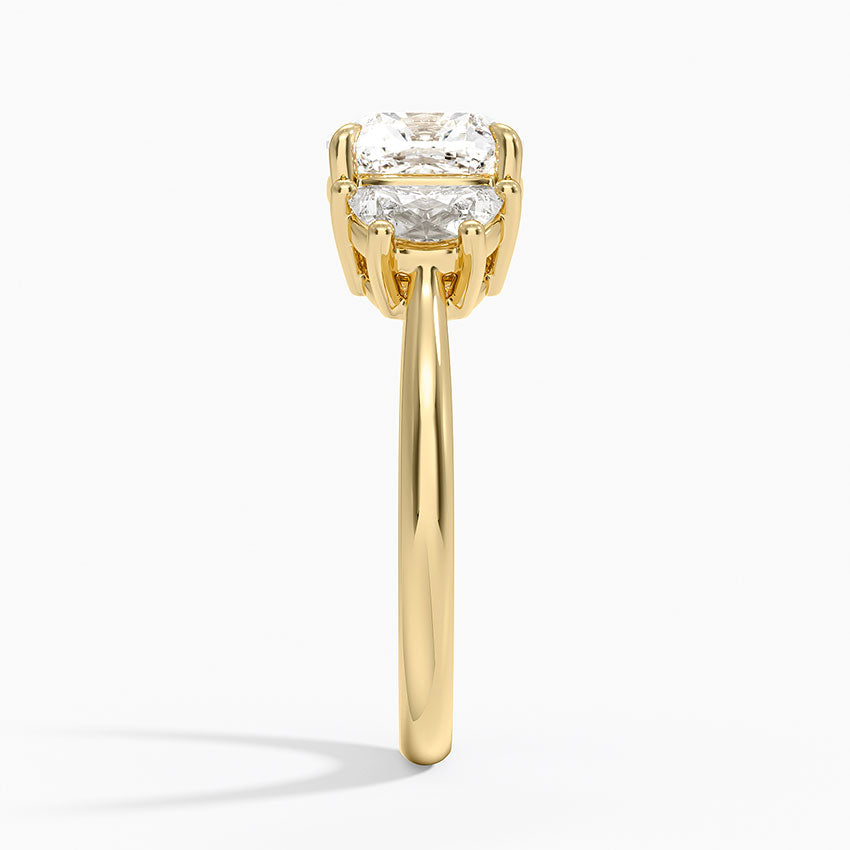 Half Moon Three Stone Diamond Ring (1/2 ct. tw.) - Cushion Cut Center Stone