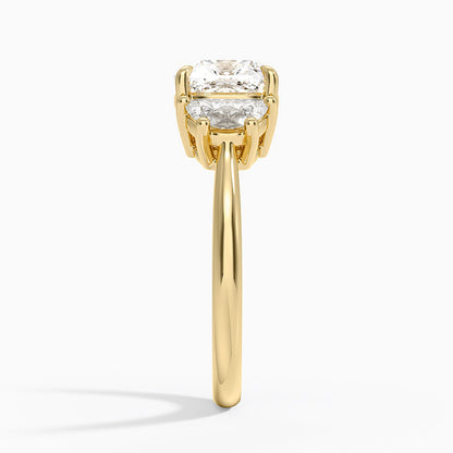 Half Moon Three Stone Diamond Ring (1/2 ct. tw.) - Cushion Cut Center Stone