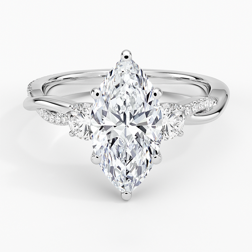 Petite Twisted Vine Three Stone Diamond Ring (2/5 ct. tw.) - Marquise Center Stone