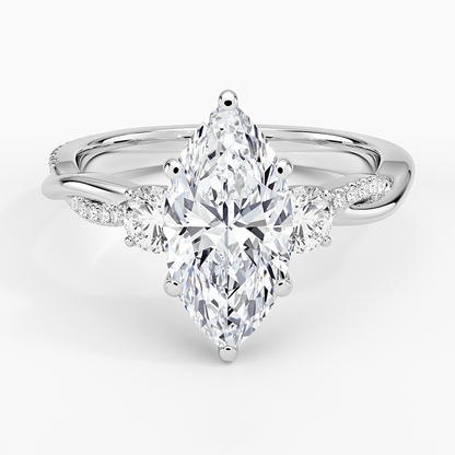 Petite Twisted Vine Three Stone Diamond Ring (2/5 ct. tw.) - Marquise Center Stone