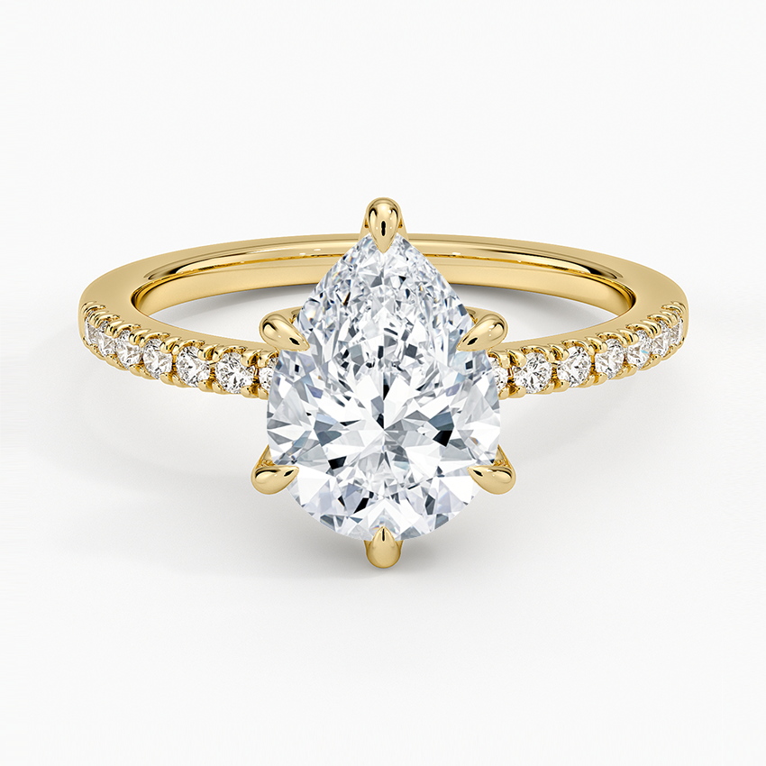 Bliss Six-Prong Diamond Ring (1/6 ct. tw.) - Pear Center Stone