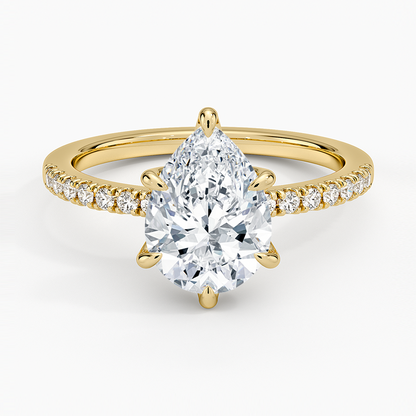 Bliss Six-Prong Diamond Ring (1/6 ct. tw.) - Pear Center Stone