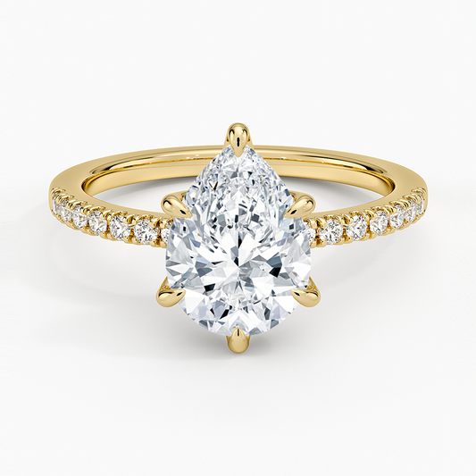 Bliss Six-Prong Diamond Ring (1/6 ct. tw.) - Pear Center Stone