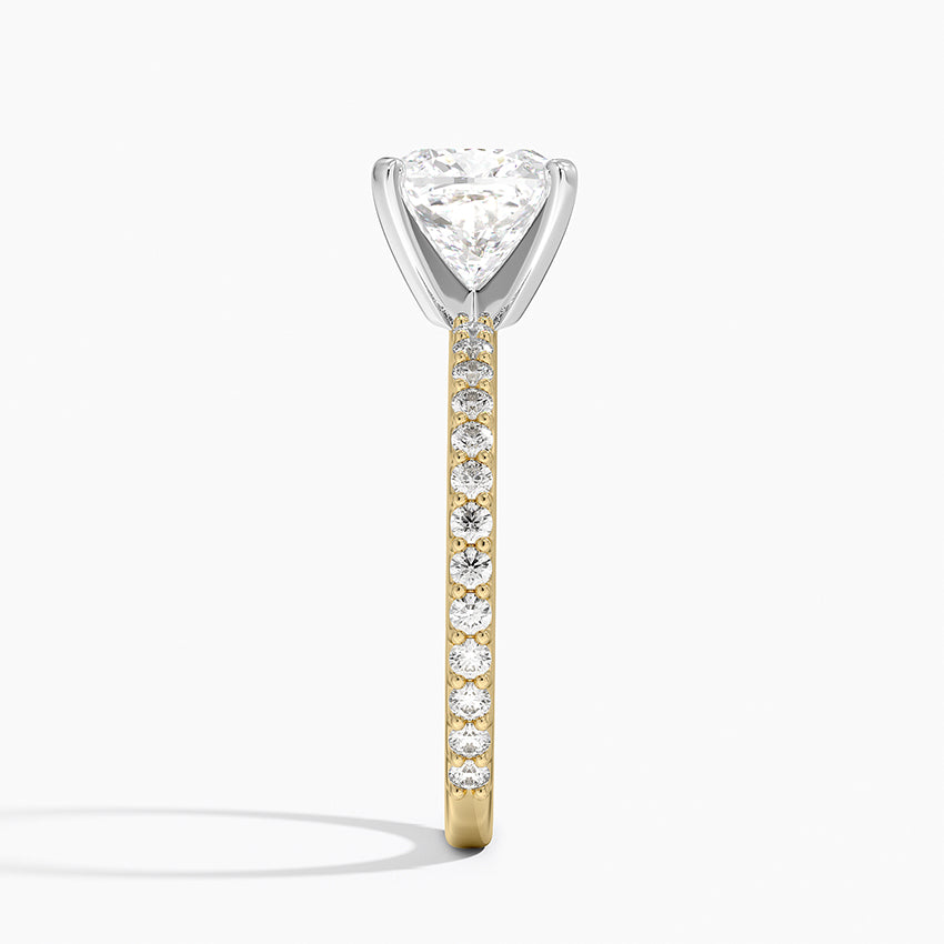 Petite Shared Prong Three-Quarter Coverage Diamond Ring (1/3 ct. tw.) - Cushion Cut Center Stone