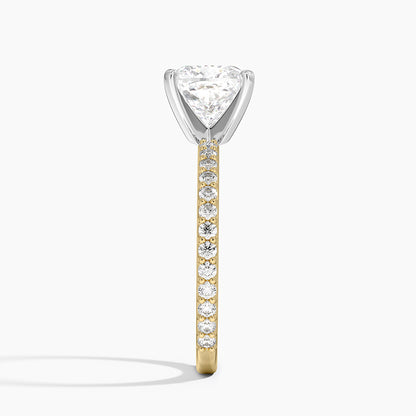 Petite Shared Prong Three-Quarter Coverage Diamond Ring (1/3 ct. tw.) - Cushion Cut Center Stone