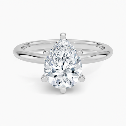Comfort Fit 2mm Six-Prong Solitaire Ring - Pear Center Stone
