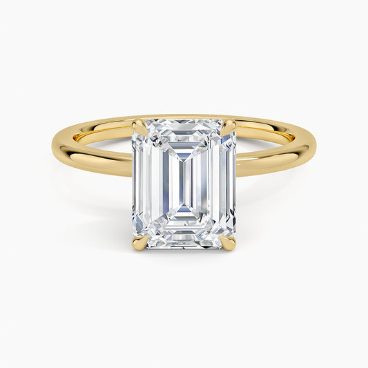 Petal 1.5mm Diamond Ring - Emerald Cut Center Stone