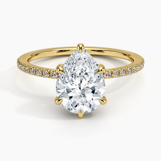 Viviana Half Coverage Diamond Ring - Pear Center Stone