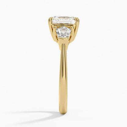 Shield Cut Three Stone Diamond Ring (1/2 ct. tw.) - Asscher Cut Center Stone