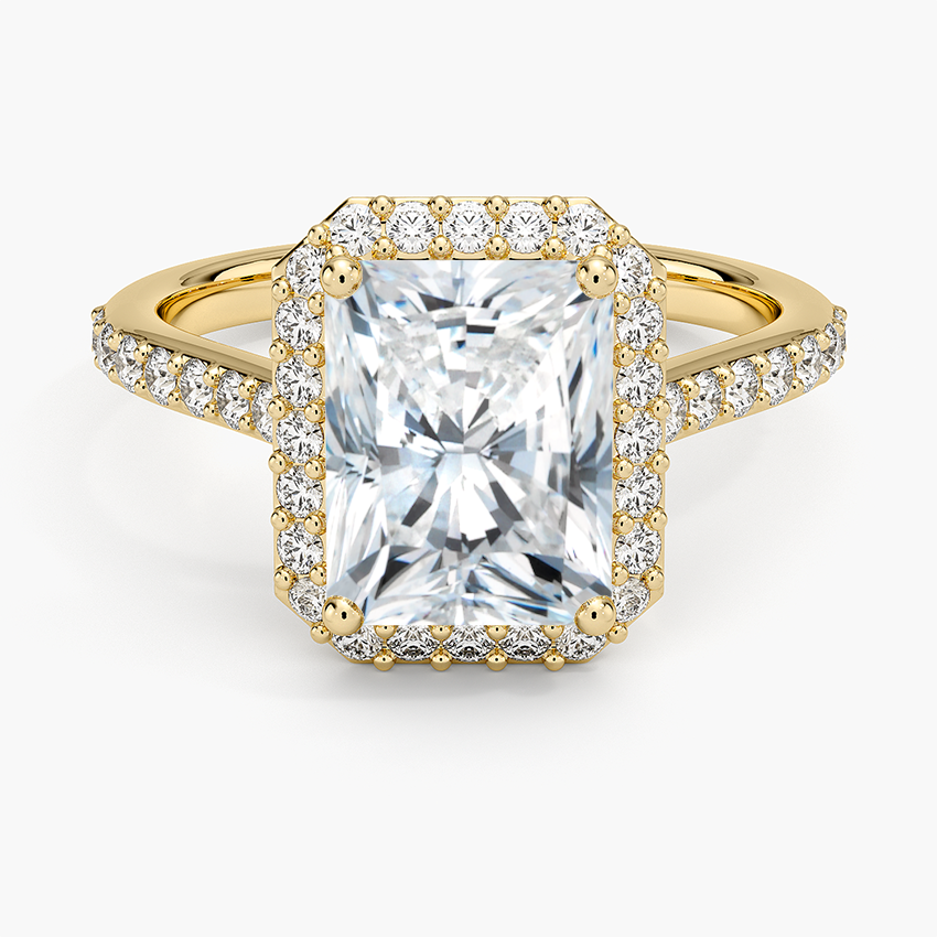 Halo Diamond Ring with Side Stones (1/3 ct. tw.) - Radiant Cut Center Stone