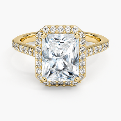 Halo Diamond Ring with Side Stones (1/3 ct. tw.) - Radiant Cut Center Stone