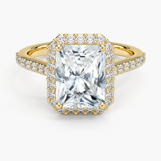 Halo Diamond Ring with Side Stones (1/3 ct. tw.) - Radiant Cut Center Stone