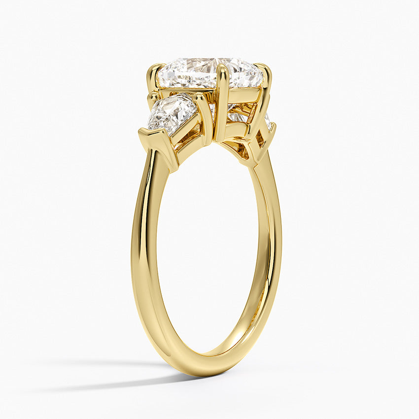 Shield Cut Three Stone Diamond Ring (1/2 ct. tw.) - Cushion Cut Center Stone