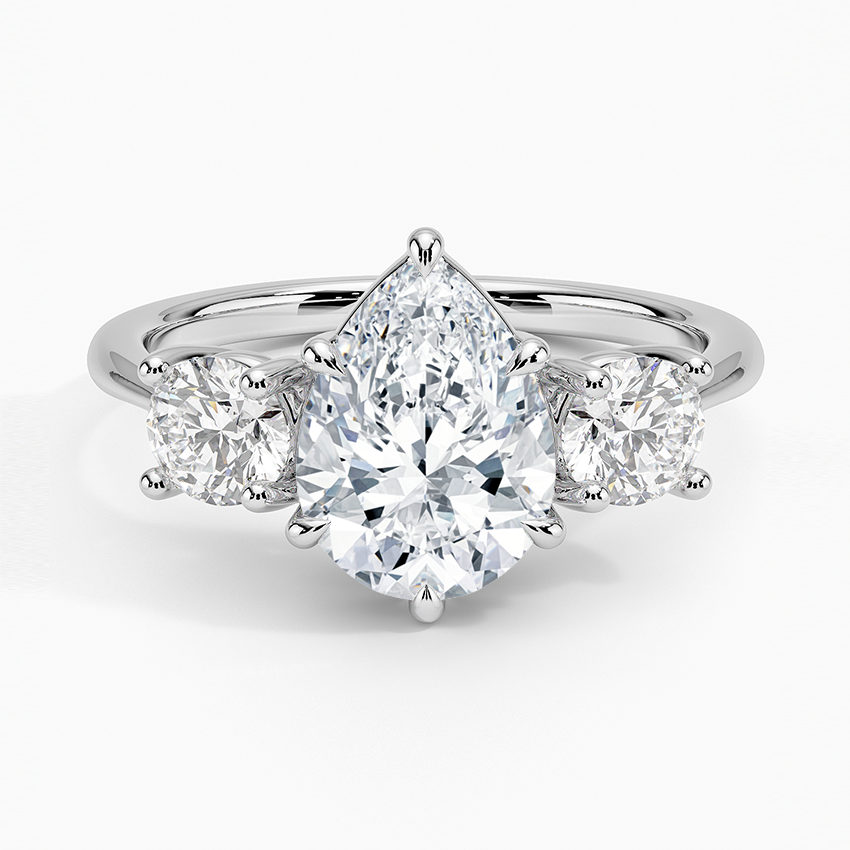 Luxe Selene Three Stone Diamond Ring (2/3 ct. tw.) - Pear Center Stone