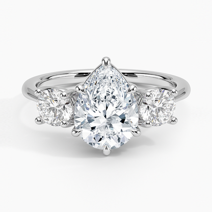 Luxe Selene Three Stone Diamond Ring (2/3 ct. tw.) - Pear Center Stone