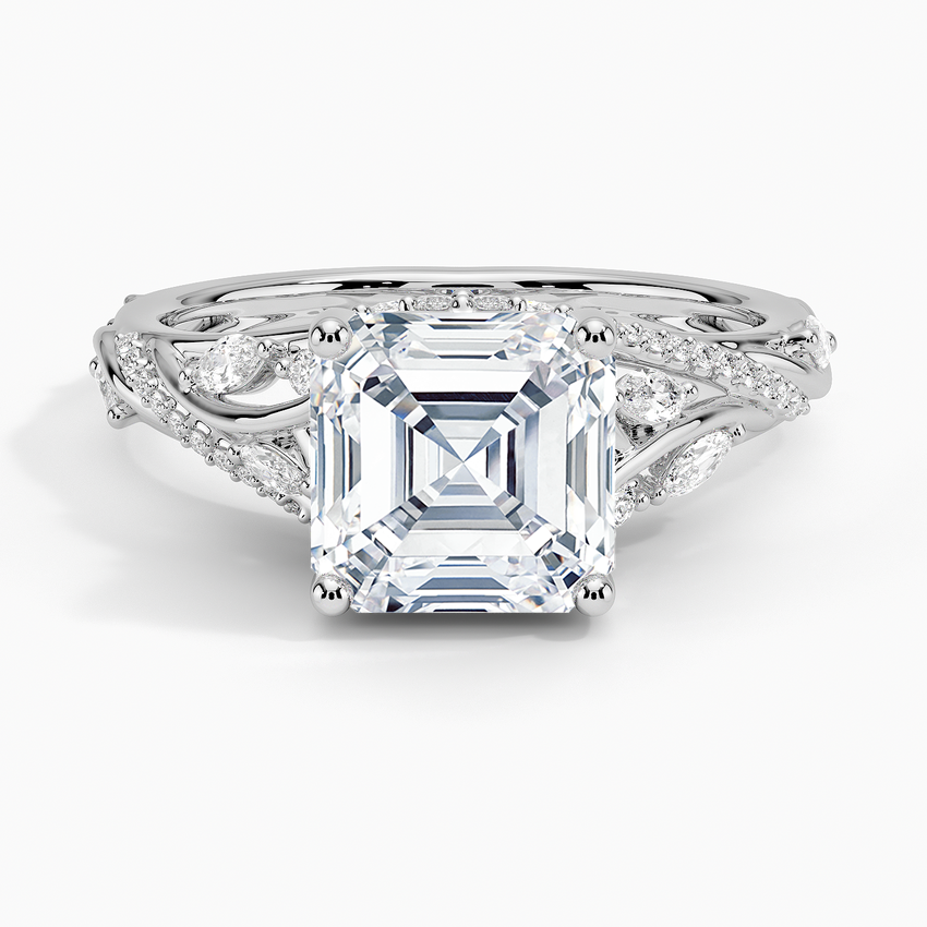 Begonia Vine Diamond Ring (1/2 ct. tw.) - Asscher Cut Center Stone