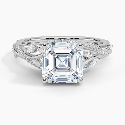 Begonia Vine Diamond Ring (1/2 ct. tw.) - Asscher Cut Center Stone