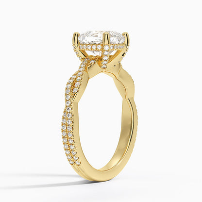 Adorned Luxe Petite Twisted Vine Diamond Ring - Cushion Cut Center Stone