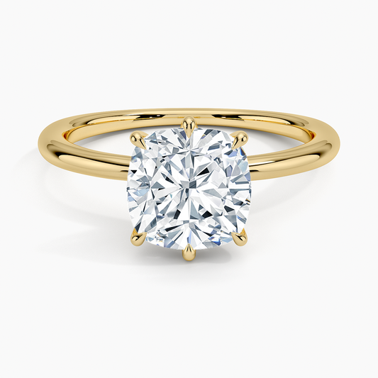 Freesia Six-Prong Solitaire Ring - Cushion Cut Center Stone