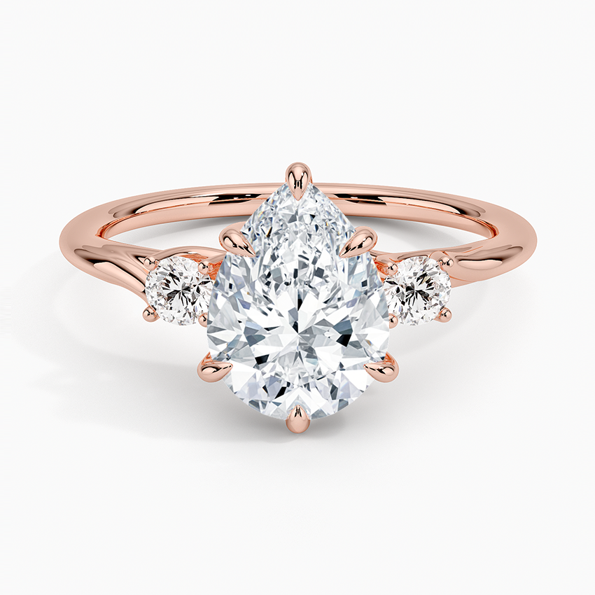 Delilah Three Stone Diamond Ring - Pear Center Stone