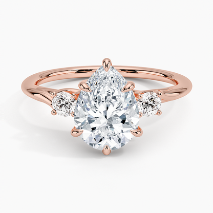 Delilah Three Stone Diamond Ring - Pear Center Stone