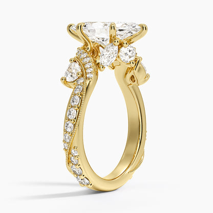 Grand Camellia Diamond Ring - Marquise Center Stone
