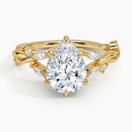 Azalea Twist Diamond Ring - Pear Center Stone