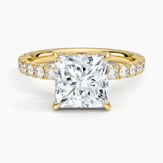 Perfect Fit French Pavé Diamond Ring - Princess Cut Center Stone