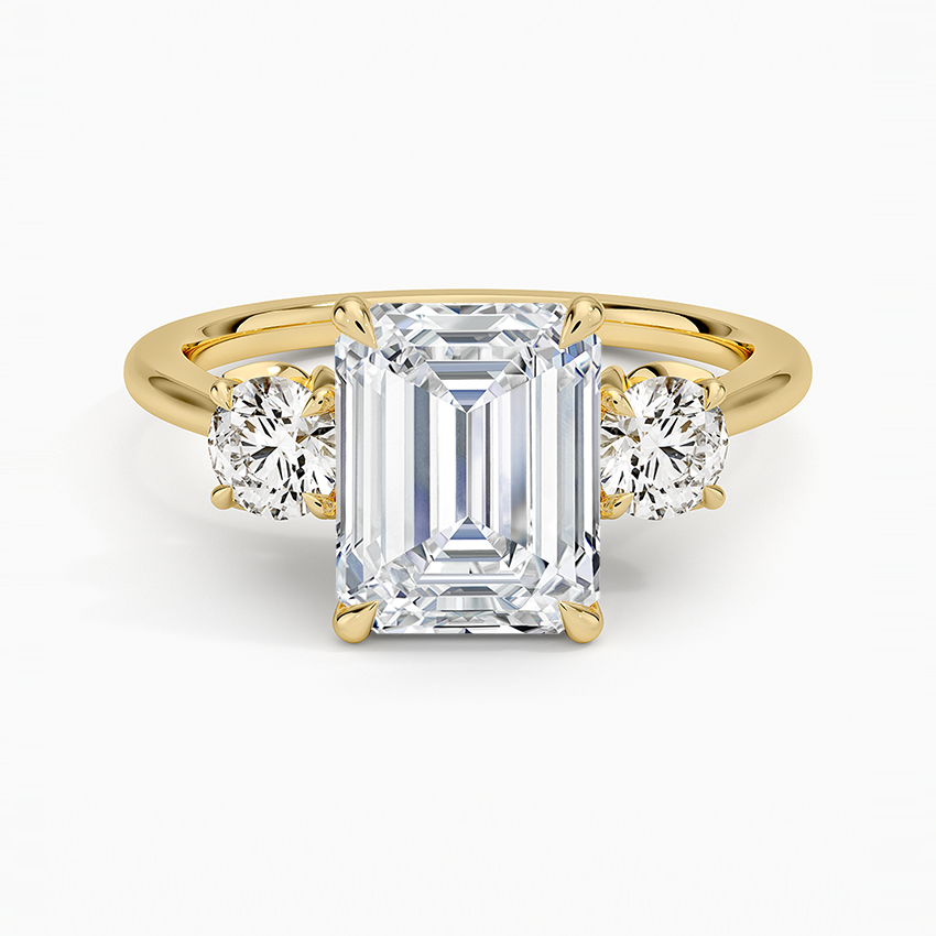 Petal Three Stone Diamond Ring (2/3 ct. tw.) - Emerald Cut Center Stone